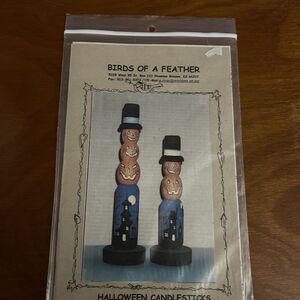 Birds Of A Feather Halloween Candlesticks Pattern/Instructions Vtg Painting